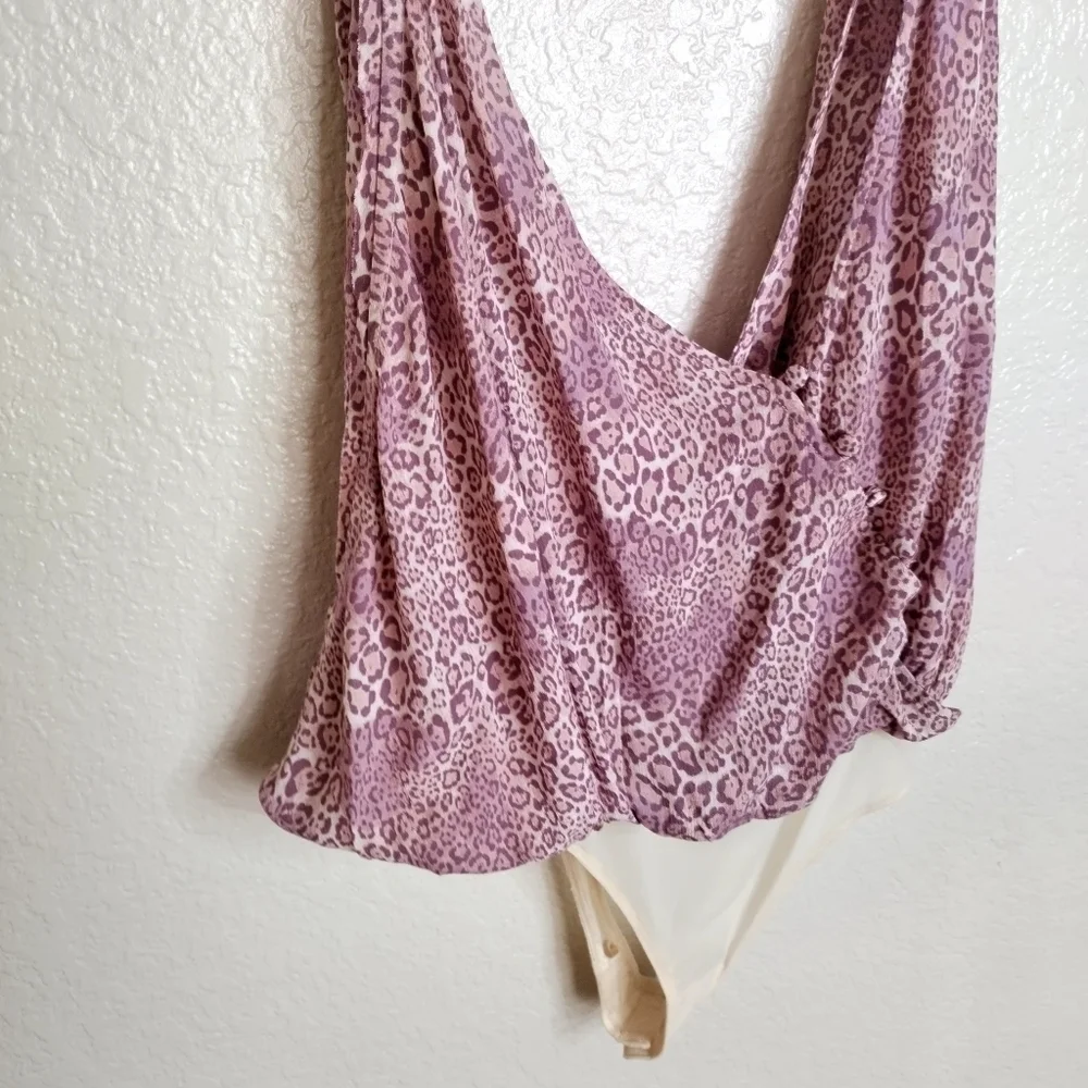 Free People intimately Animal Print Bodysuit sz M